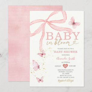 Invitation Bébé en fleur Baby shower de fille de la cou rose