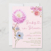 Invitation Bébé en fleur Baby shower de fille de la cou rose (Devant)