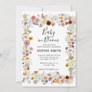 Invitation Bébé en fleur Baby shower de papillons de la fête