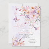 Invitation Bébé en fleur Baby shower de papillons rose pourpr (Devant)