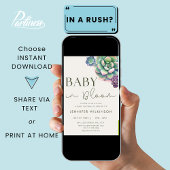 Invitation Bébé en fleur Baby shower du désert Succulent