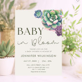 Invitation Bébé en fleur Baby shower du désert Succulent