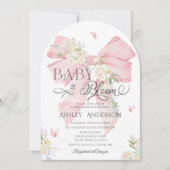 Invitation Bébé En Fleur Baby shower Fille Bow Rose (Devant)
