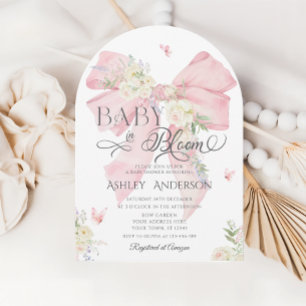 Invitation Bébé En Fleur Baby shower Fille Bow Rose