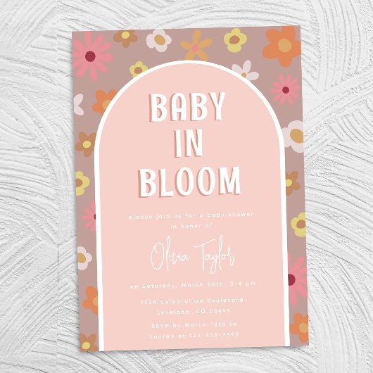 Invitation Bébé en fleur Baby shower fille rose