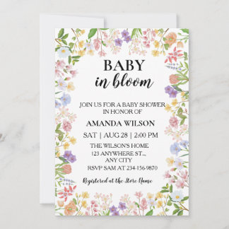 Invitation Bébé en Fleur Baby Shower Fleur Sauvage