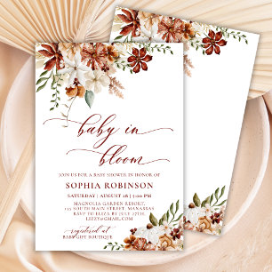Invitation Bébé en Fleur Baby shower Fleur sauvage de Bohême
