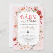 Invitation Bébé en fleur Baby shower Fleur sauvage rose-doux (Devant)