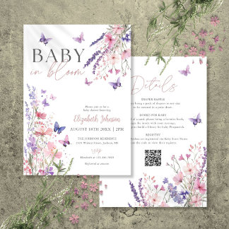 Invitation Bébé En Fleur Baby shower Fleur sauvage Tout en un