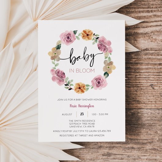 Invitation Bébé En Fleur Baby shower Floral