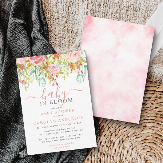 Invitation Bébé En Fleur Baby shower Floral