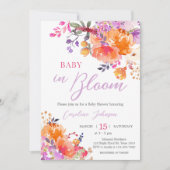 Invitation Bébé en Fleur Baby shower floral brillant (Devant)