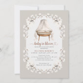 Invitation Bébé en fleur Baby shower floral neutre (Devant)