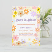 Invitation Bébé En Fleur Baby shower Floral Retro (Debout devant)
