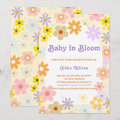 Invitation Bébé En Fleur Baby shower Floral Retro (Devant / Derrière)