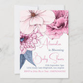 Invitation Bébé En Fleur Baby shower Floral Rose (Devant)