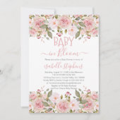 Invitation Bébé en Fleur Baby shower Floral rose (Devant)