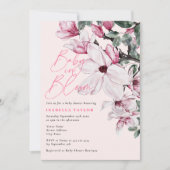 Invitation Bébé en Fleur Baby shower Floral rose (Devant)