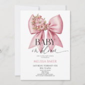 Invitation Bébé En Fleur Baby shower Floral Rose Bow (Devant)