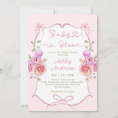 Invitation Bébé en fleur Baby shower floral rose Bow (Devant)