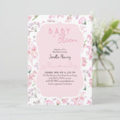 Invitation Bébé en Fleur Baby shower Floral rose doux (Debout devant)