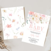 Invitation Bébé en Fleur Baby shower floral rose pâle