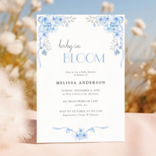 Invitation Bébé en Fleur Baby shower floral Silverblue