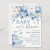 Invitation Bébé en Fleur Baby shower Garçon Dusty Blue Floral (Devant)