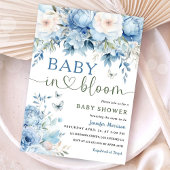 Invitation Bébé en Fleur Baby shower Garçon Dusty Blue Floral
