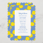 Invitation Bébé En Fleur Baby shower Jaune Cornflower Bleu (Devant / Derrière)
