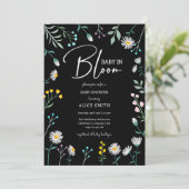 Invitation Bébé en fleur Baby shower marguerrier noir (Debout devant)