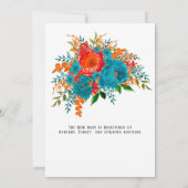 Invitation Bébé en Fleur Baby shower orange Turquoise (Dos)