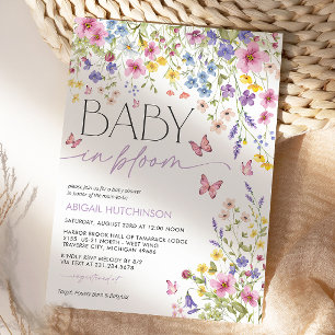 Invitation Bébé en Fleur Baby Shower Papillon