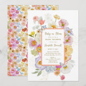 Invitation Bébé en fleur Baby shower papillon floral (Devant / Derrière)