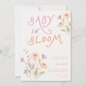 Invitation Bébé en Fleur Baby Shower Rose (Devant)