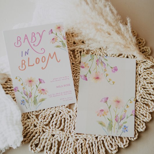 Invitation Bébé en Fleur Baby Shower Rose