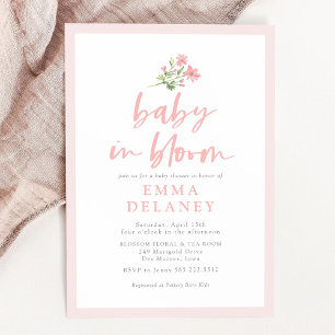 Invitation Bébé En Fleur Baby shower rose doux