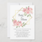 Invitation Bébé en Fleur Baby shower rose Floral Gold Frame (Devant)