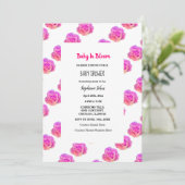 Invitation Bébé en fleur Baby shower rose Floral Rose fille (Debout devant)