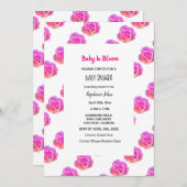 Invitation Bébé en fleur Baby shower rose Floral Rose fille (Devant / Derrière)