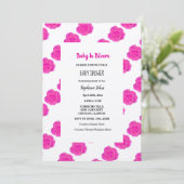 Invitation Bébé En Fleur Baby shower Rose Floral Roses Argent (Debout devant)