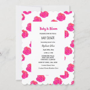 Invitation Bébé En Fleur Baby shower Rose Floral Roses Person