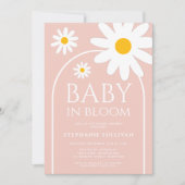 Invitation Bébé en fleur Baby shower rose marguerite (Devant)