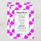 Invitation Bébé En Fleur Baby shower rose violet Fille mignon (Devant / Derrière)