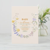 Invitation Bébé en fleur Baby shower sauvage bébé (Debout devant)