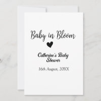 Bébé en fleur baby shower simple coeur noir date