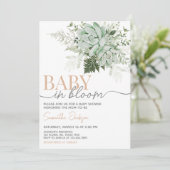 Invitation Bébé en fleur Baby shower Succulent (Debout devant)