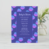 Invitation Bébé En Fleur Bébé Fille Garçon Douche Bleu Rose m (Debout devant)