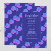 Invitation Bébé En Fleur Bébé Fille Garçon Douche Bleu Rose m (Devant / Derrière)