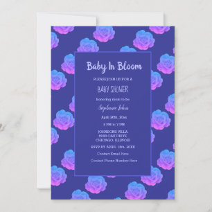 Invitation Bébé En Fleur Bébé Fille Garçon Douche Bleu Rose m